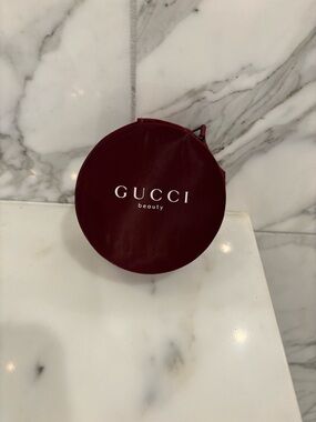 Gucci Round Velvet Pouch in Deep Burgundy